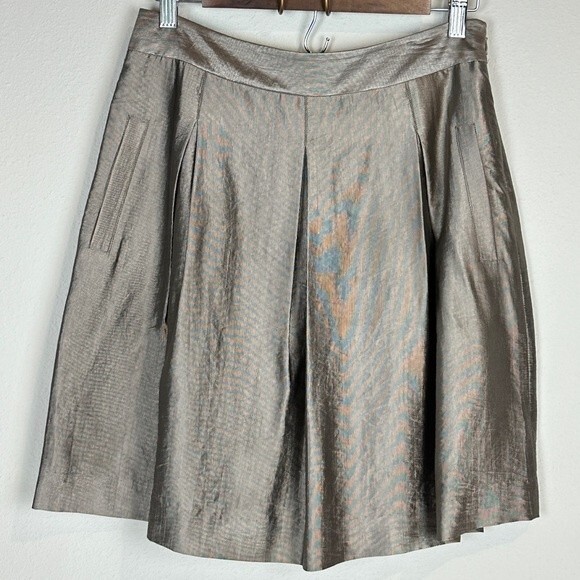 BCBGMaxAzria Metallic A-Line Box Pleated Skirt 2 - Picture 1 of 7